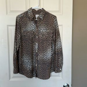 Chico’s size 1/small button up leopard print top.